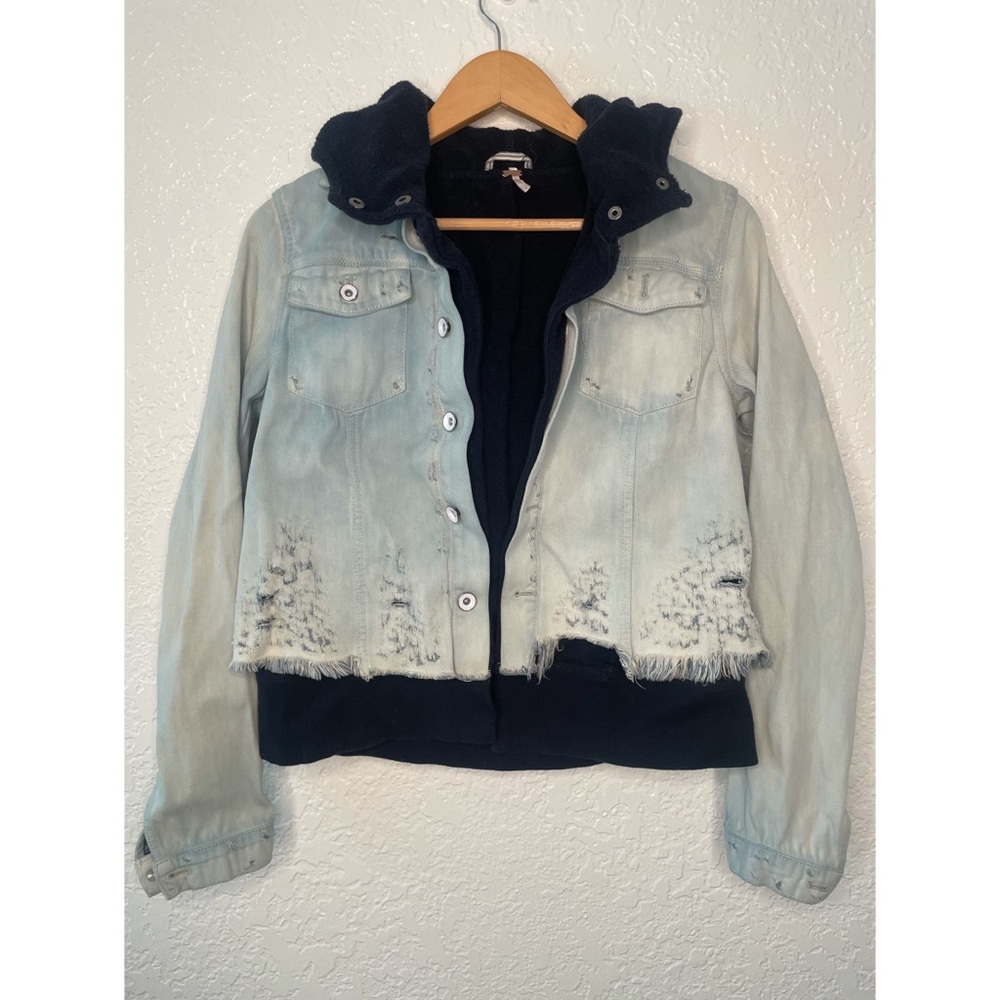 Free People Distressed Denim Jacket